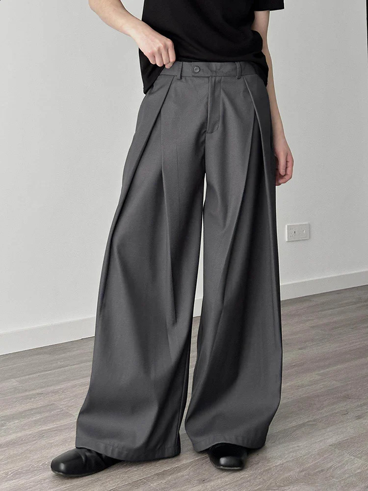 Streetwear Wide Leg Casual Pants Men Harajuku Curved Suit Pants Black Flared Long Trousers High-quality Breand Oversize Baggy 260917