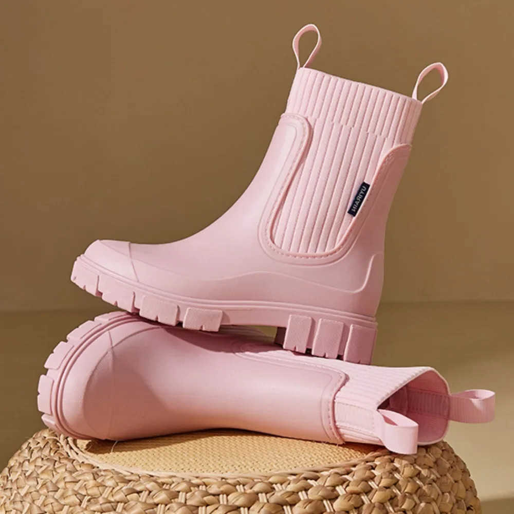 Rubber Shoes for Women Waterproof Elastic Mouth Women's Rain Boots Low Cut Rain Shoes Waterproof and Anti Slip Women's Boots D260917