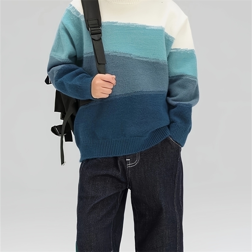 Children's Clothing Boys' Winter Thickened Sweaters Style Autumn and Pullovers for Middle-Aged Older Boys Stylish Korean Trendy 260902