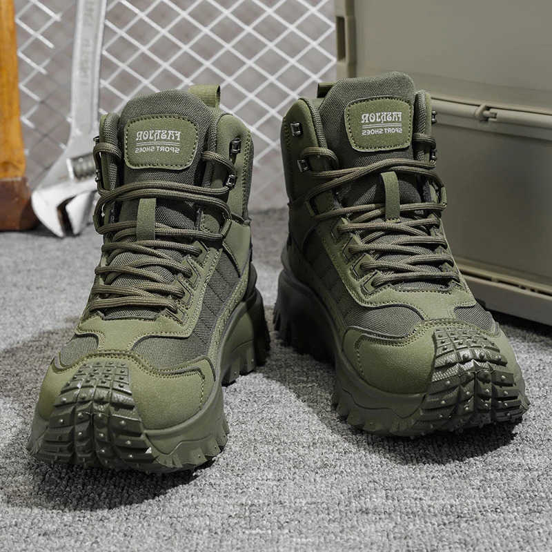 2026 New Outdoor Boots Men's High Top Thick Bottom Tactical Shoes Large Size 47 Hiking Sports Workwear Shoes 48 Casual Style D260917