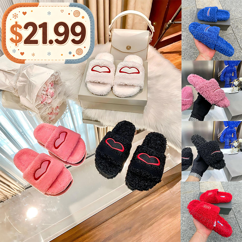 Designer Luxury Slides men women Slippers Ladies Wool Summer Fur Fluffy Furry Letters Sandals Comfortable Fuzzy Girl Flip Flop Slipper with dust bag
