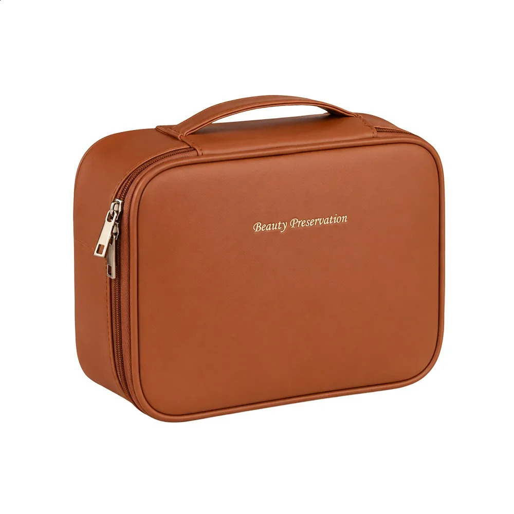 Portable Double Layer Cosmetic Bag Zippered Large Capacity Makeup Waterproof Cosmetics Organizer 260917