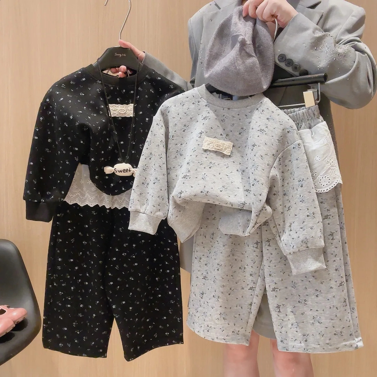 2pcs Toddler Kids Clothing Set Spring Autumn Girls Long Sleeve TopPants Hoodie Suits Vintage Casual Style Girls Clothes Outfit 260916