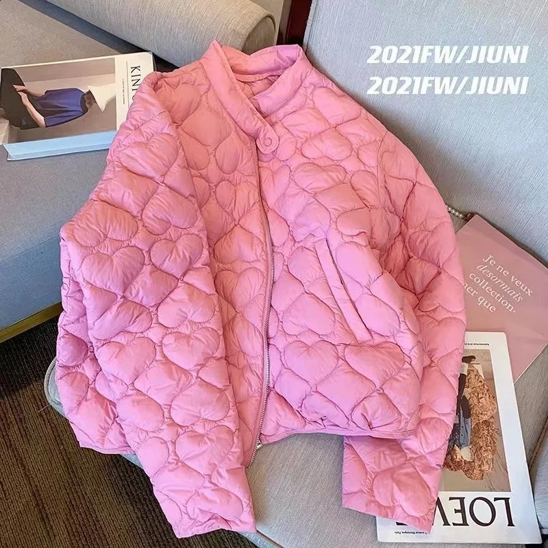 Fashion Lightweight Cotton Padded Jackets Women Autumn Quilted Coat Warm Winter Pink Ultra Light Down Jacket Parkas 260916