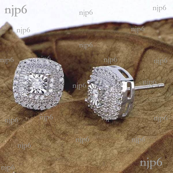Designer Earrings Gorgeous Square Flower Design Layered Diamond Earring Fashion White Zircon Earings Silver Plated Jewelry Women Gift