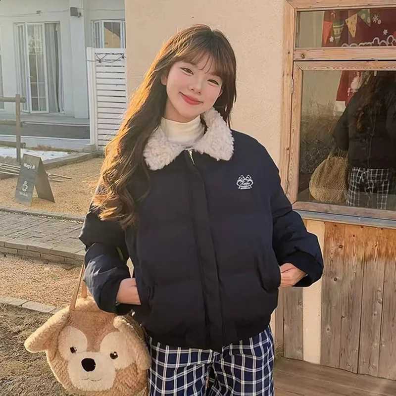 Solid Vintage Women Parkas Winter Thicken Casual Long Sleeve Aesthetic Puffy Coats American Retro Zipper Pocket Keep Warm Tops H260917