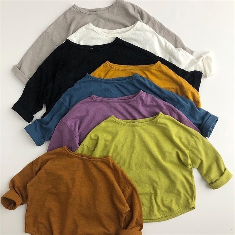 Baby Boys Basic Tee Long Sleeve T-shirts Pure Cotton Baby Girl Tops Kids T-shirt Cotton Spring Tee Shirts Baby Boy Clothes260827ww