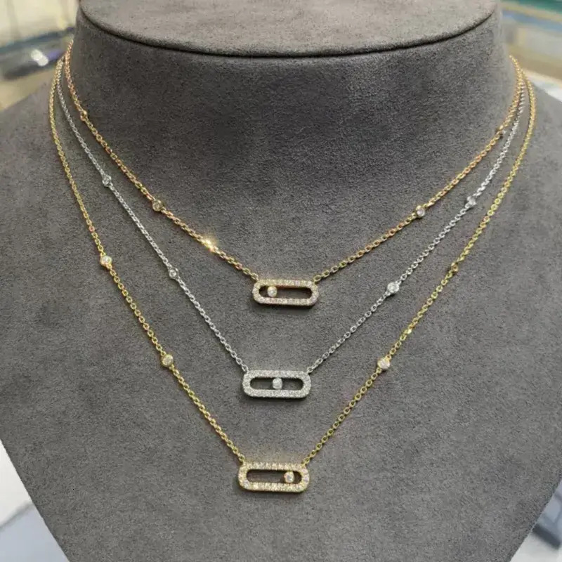Dainty Adjustable Pendant Necklace Luxury 18K And open photo locket pendant Silver Bead Slide Gold For Women Girls High Quality Classic Hollow Shine