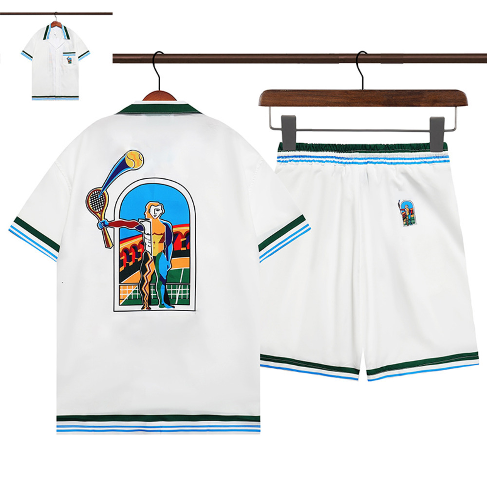 Casalyness Blancas Shirts Womens Set Designer Rainbow Luxury Shirt Fashion Summer Crew Neck Luxury Fashion Classic Trend Short Sleeve Designer Csbln