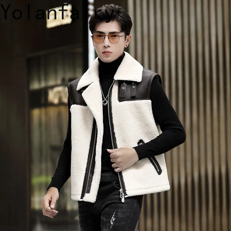 Wool Leather Jacket Men Sheepskin Natural Fur Coats Winter Vest Short Thickened Warm Mens Clothes 260917