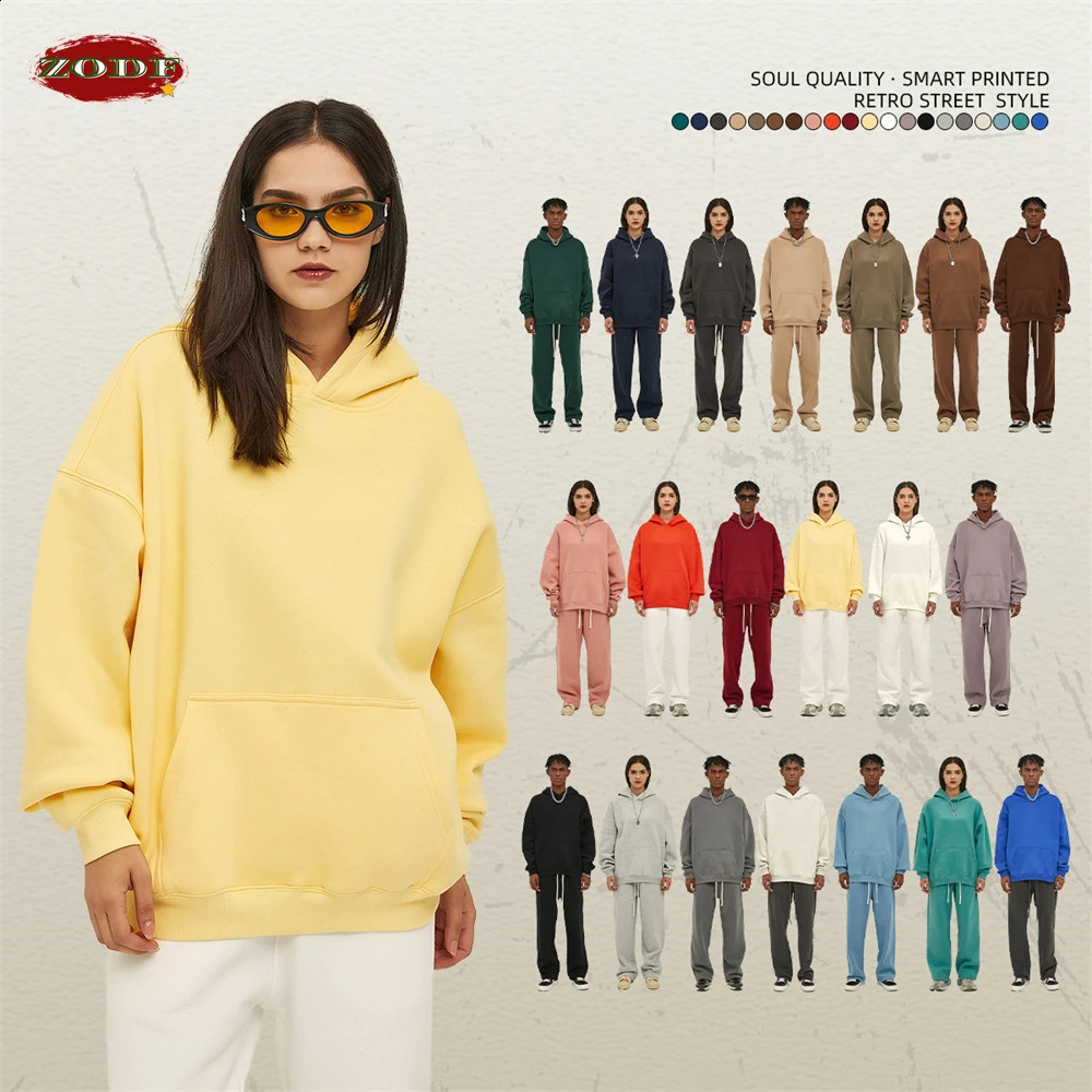 ZODF Thick 350gsm Fleece Hooded Hoodies For Men Unisex Winter Oversized Loose Basic Solid Sweatshirts Pullovers Coats HY0631 260916