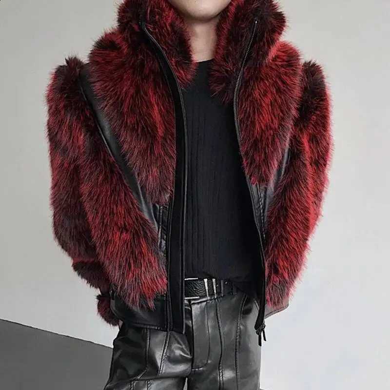 Patchwork Autumn Winter Stage Style Faux Fur Men's Jacket Thickened Stand Collar Male Jackets 2026 Male Clothing 9X46TC W260915
