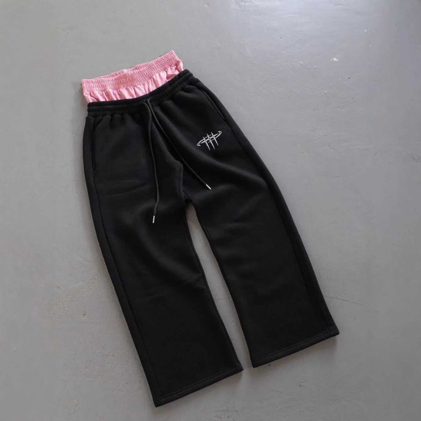 Hip-hop Vintage Aesthetics 2000s American retro style strt Harajuku loose casual double waisted pants fake two piece Sweatpant Q260917