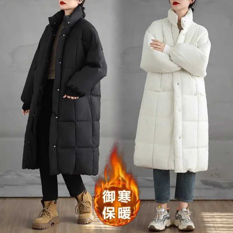 Down And Cotton Jacket Women's Medium Long Style 2024 Winter Loose Fitting Student Versatile Thick Bread Coat Outerwear K2677 H260917