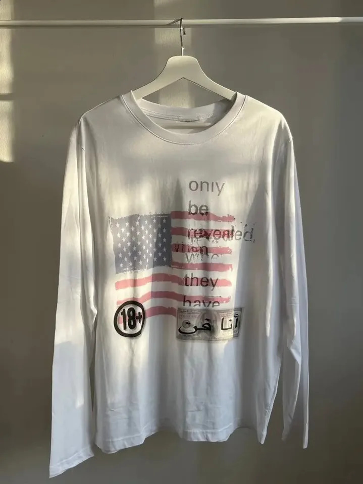 American style simple daily versatile women's white printed long sleeved T-shirt base shirt simple daily versatile 260917