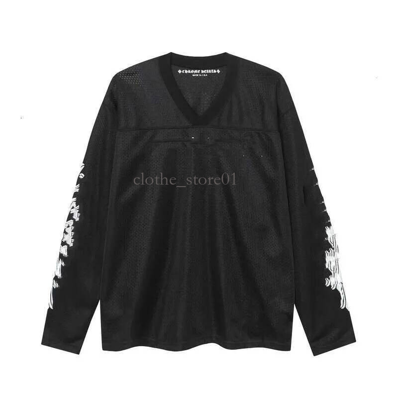 Chrome Hoodie Designer Mesh Crewneck Sweatshirt Embroidery Printed Sanskrit Cross Graphic Hoodie Sweatsuit High Street Hollowed-Out Breathable Long