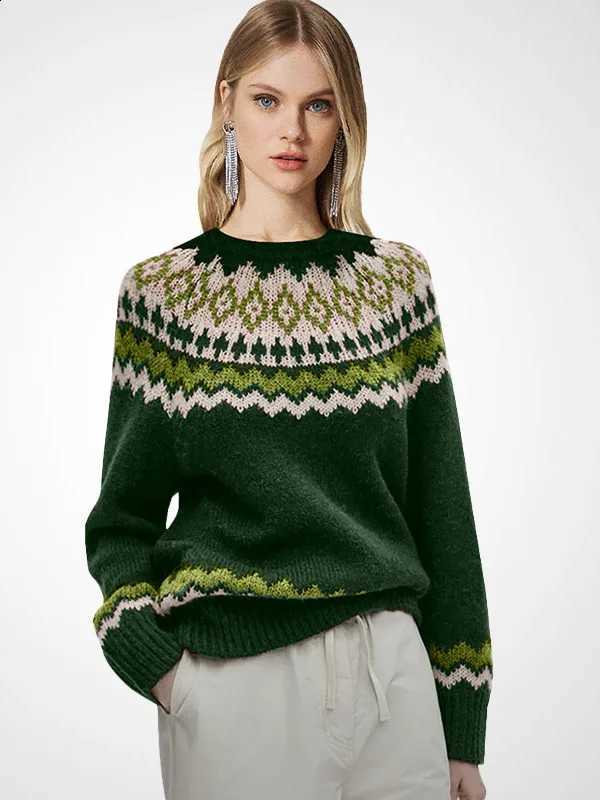 Neck Stylish Knitted round Sweater Women's Fashionable Embroidered Thickened Winter Warm Long Sleeve High Collar Top J260916