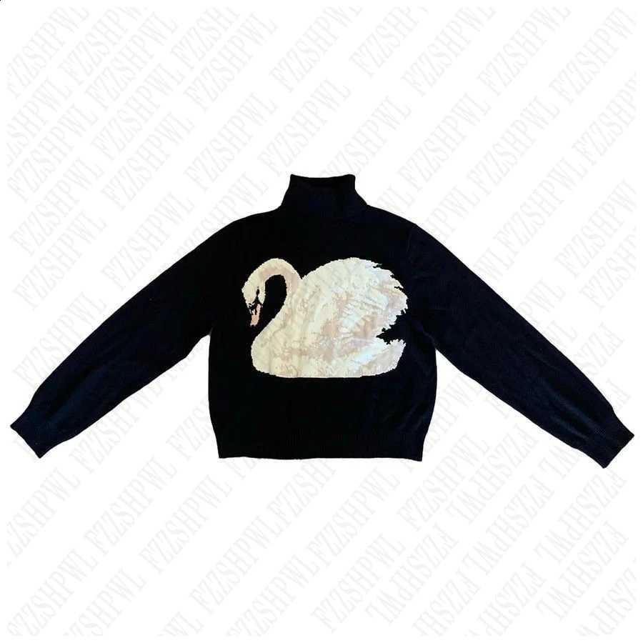 Black Swan Graphic Print Women Sweet Cute Turtleneck Knitted Sweater Y2K Style Winter Harajuku High Street Casual Warm Pullover X260916