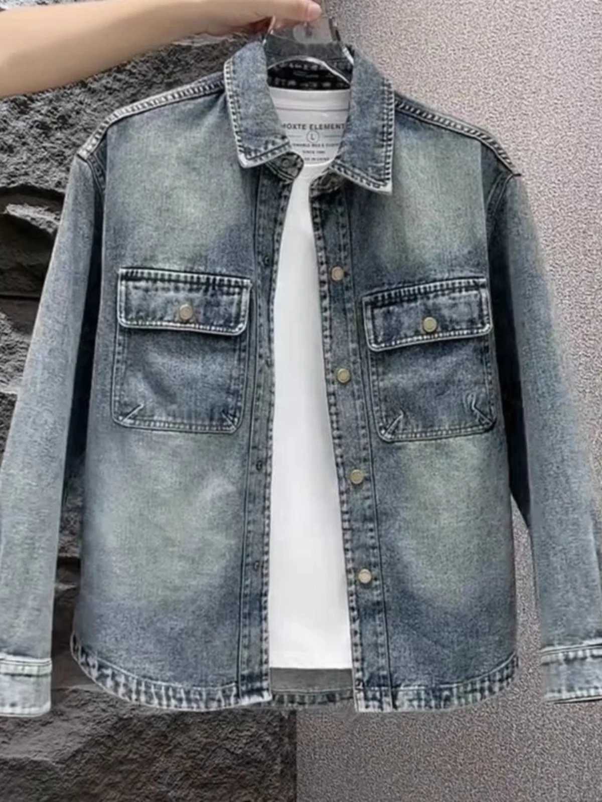 Retro American Style Men's Denim Jacket Casual Collar Leisure Match All Seasons Outerwear Youth Warmth Spring Autumn Winter S260917VF9W