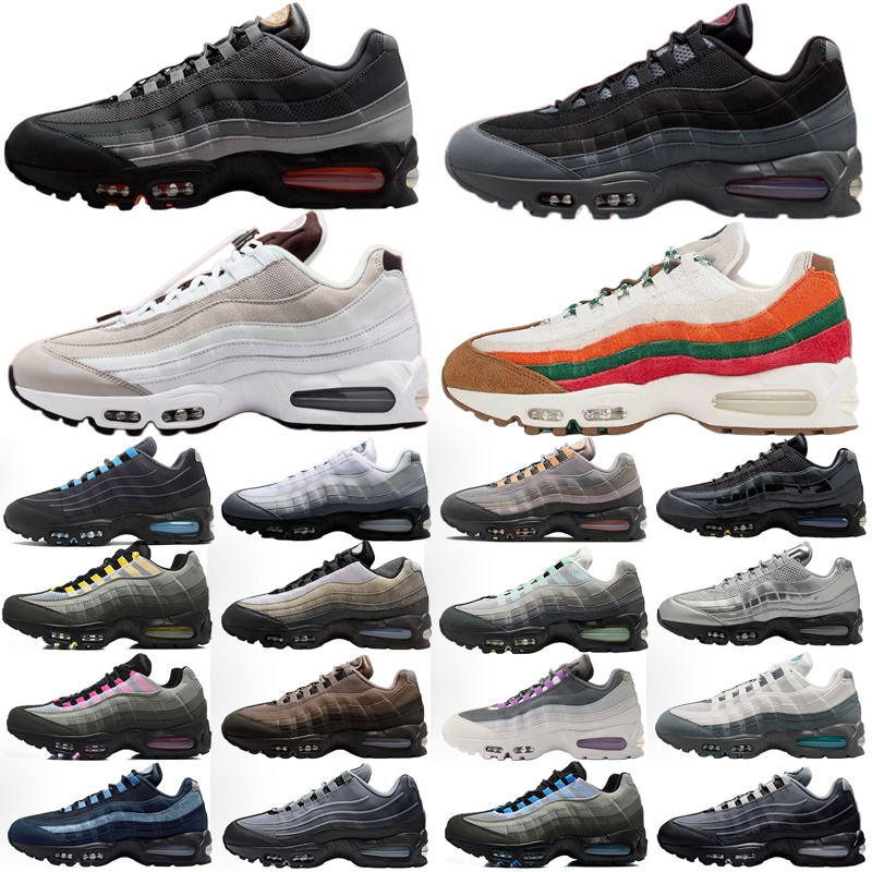 Designer 95s Men Running Shoes Black Smoke Grey 95 Neon Mystic Dates Lucky Green Black 95s Grey Gradient womens Casual Sneakers Trainers size 40-46