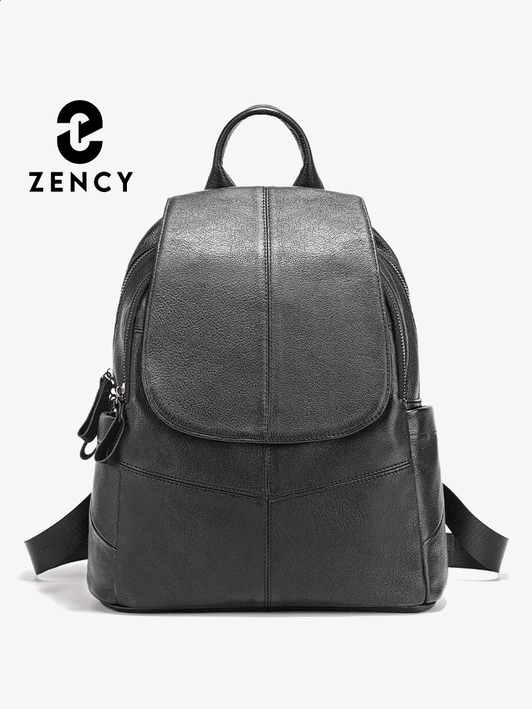 Zency 100% Genuine Leather Backpack For Women's High Quality Black Purse Commuter Travel School Satchel Female Shopper Bag Winte 260916