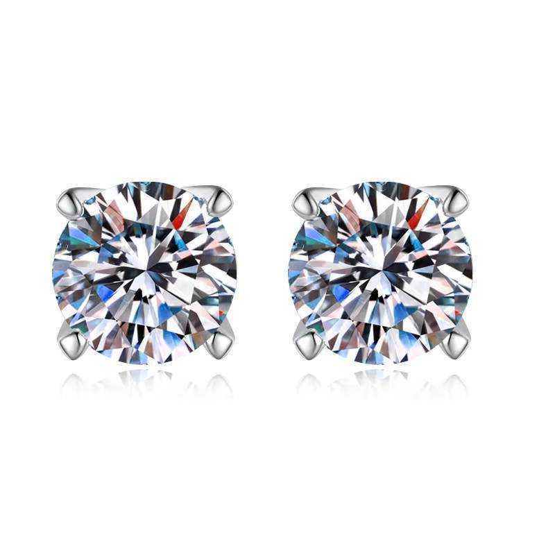 Jewelry Fine Four Claws Round White Cut 1/2/05CT VVs1 Moissanite Womens Jewelry S925 Silver Earrings of Studs S260917FABG