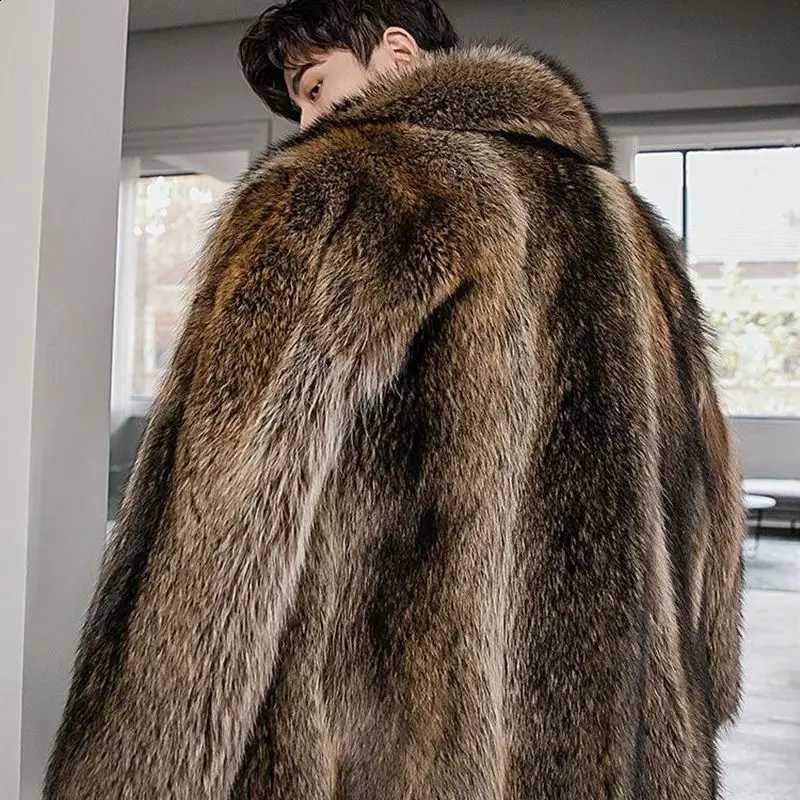 Korean Men's Imitation Raccoon Winter Fur Coats Streetwear Mink Overcoat Keep Warm Clothes Handsome Tide Fashion Casual JacketsW260915