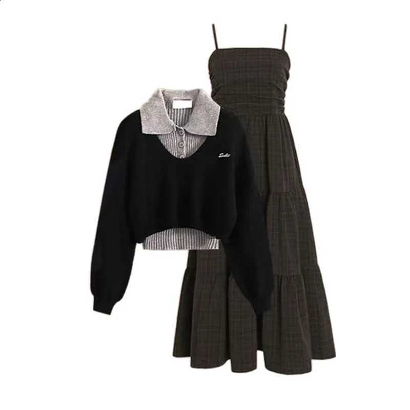Knitted Autumn Korean Base Women's Sweater Cover Paired with a Slimming Camisole Dress Sweater Matching Sets 3 Piece SetsW260915
