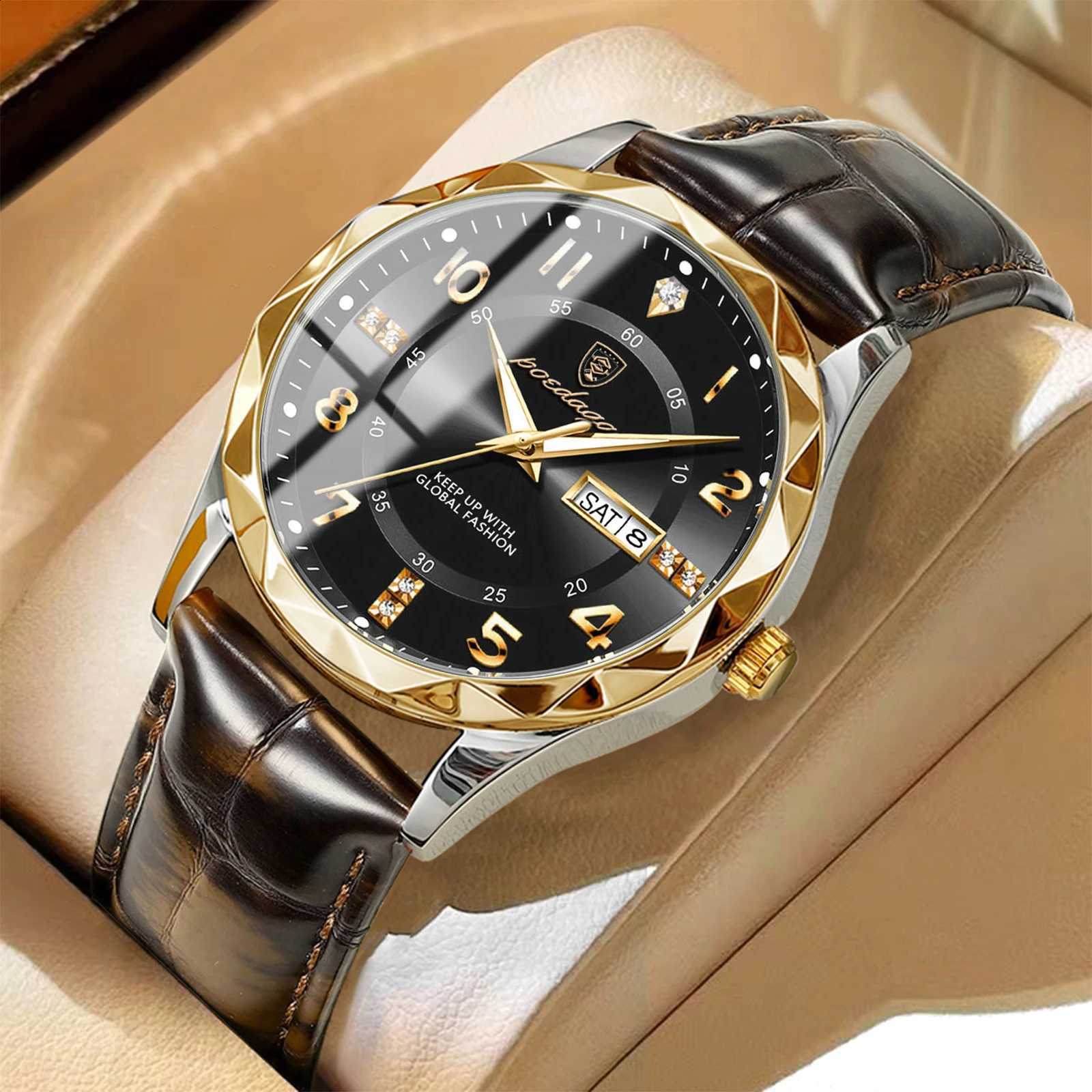 POEDAGAR Luxury High Quality Watches for Men Sport Quartz Leather Man Watch Waterproof Luminous Date Week Men's Watch Male RelojT260916