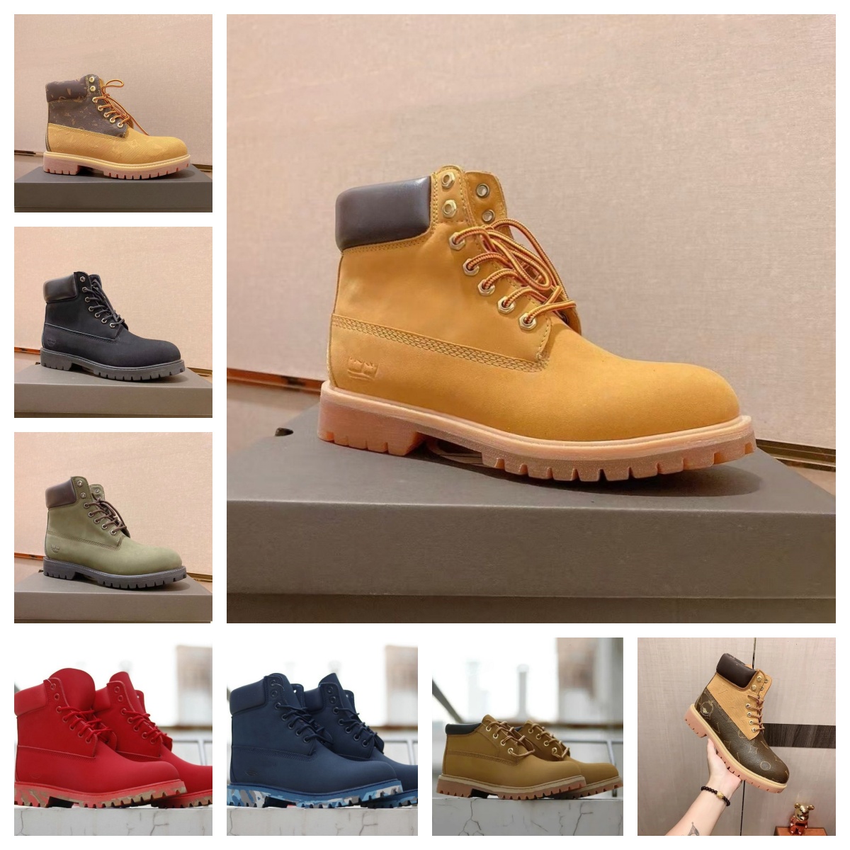 Designer Tims Men Women Yellow Martin 6 inch work boots wheat work boots waterproof Waterproof Nubuck Leather Anti Slip Outdoor Ankle Boots