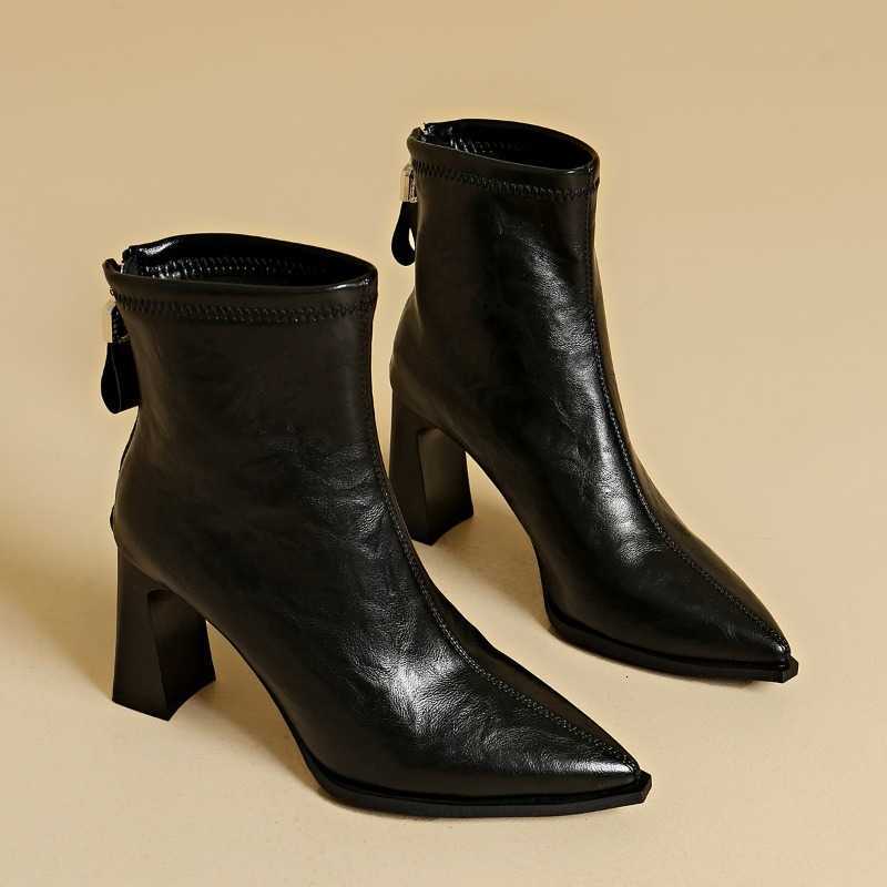 Pointed-toe Thick-soled Short Boots - 2026 Winter New Style Slimming Boots with Elegant Style for Women D260917