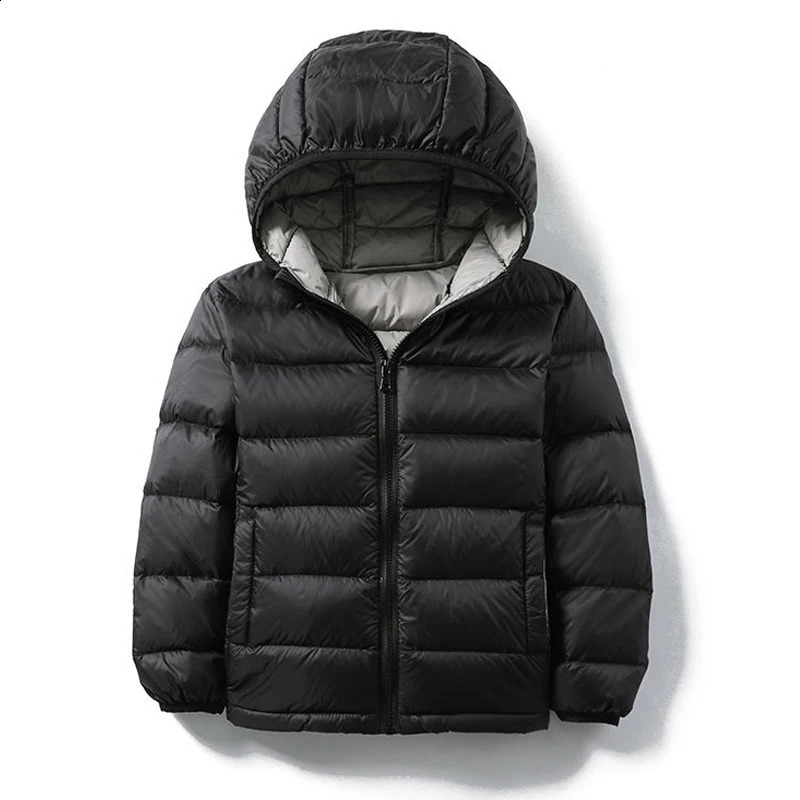 010 Kids Duck Down Jackets 2026 Ultra Light Hooded Winter Coats for Boys Girls Portable Windproof Puffy Parkas 13T 14T 260916