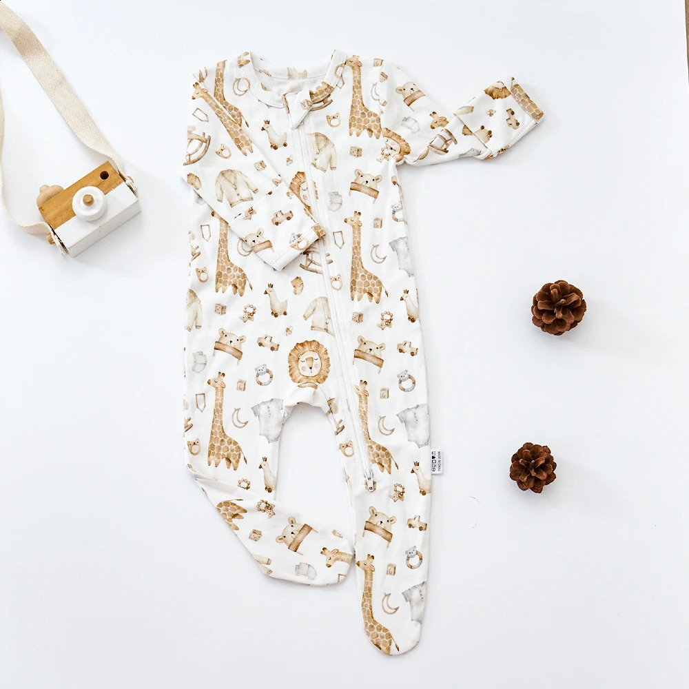 Elinfant Coverall Bamboo Cotton Baby Pajamas Long n Infant Baby Foot Romper Jumpsuit 260915