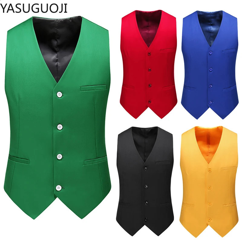 YASUGUOJI Wedding Dress Highquality Men's Fashion n Suit Vest Plus Size Business Casual 15colors 260917