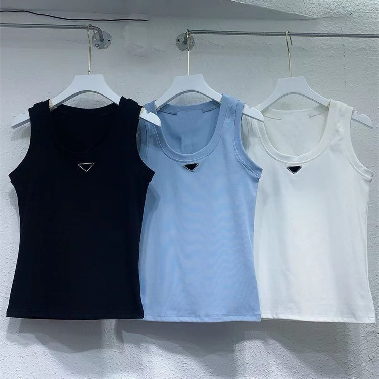 Designer Vest Inverted Triangle Pure Cotton Black Tee Clothing for Summer Loose and Fashionable Women Luxurious Sleeveless Top