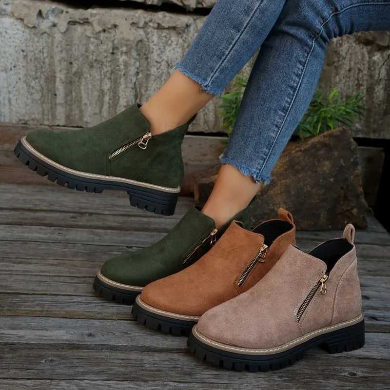 2025 Autumn New Design Casual Zipper Short Boots for Women Comfortable Versatile Non Slip fa1 Thick Soled Ankle Boots D2609171