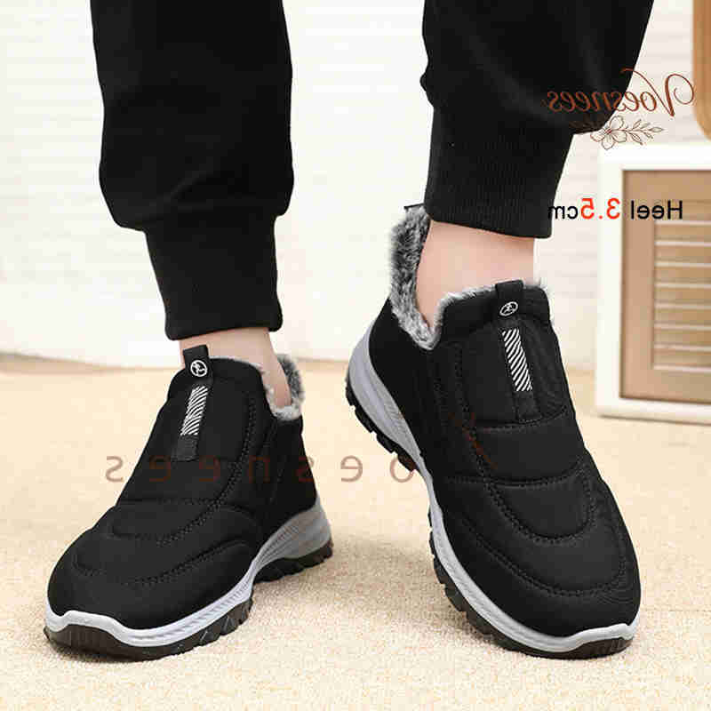 Boots 2026 Ankle New Winter For Elderly Men Waterproof Walking Pumps Mid Heel 3.5cm Thick Plush Lining Casual Snow Cotton Shoes D260917