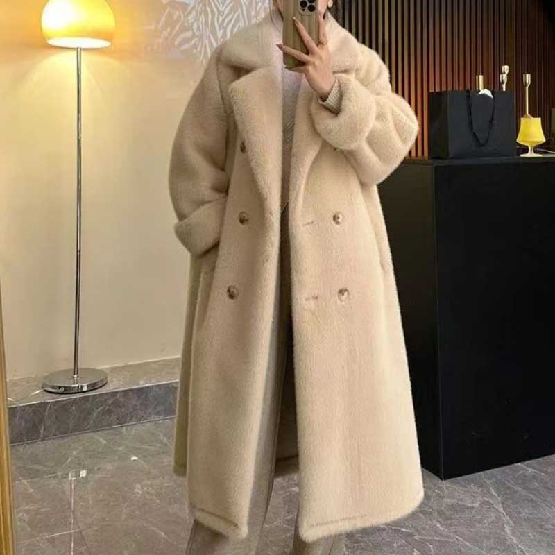 Manteau d'hiver long à revers pour femme, coupe surdimensionnée, simple boutonnage, épaules tombantes, pleine longueur, manchette décontractée, t