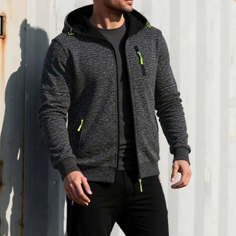 Autumn New Men's Casual Jacket Slim Fit Hooded Zipper Sweatshirts Jackets Solid Color Sportswear Male Fashion Tracksuit S2609171U96