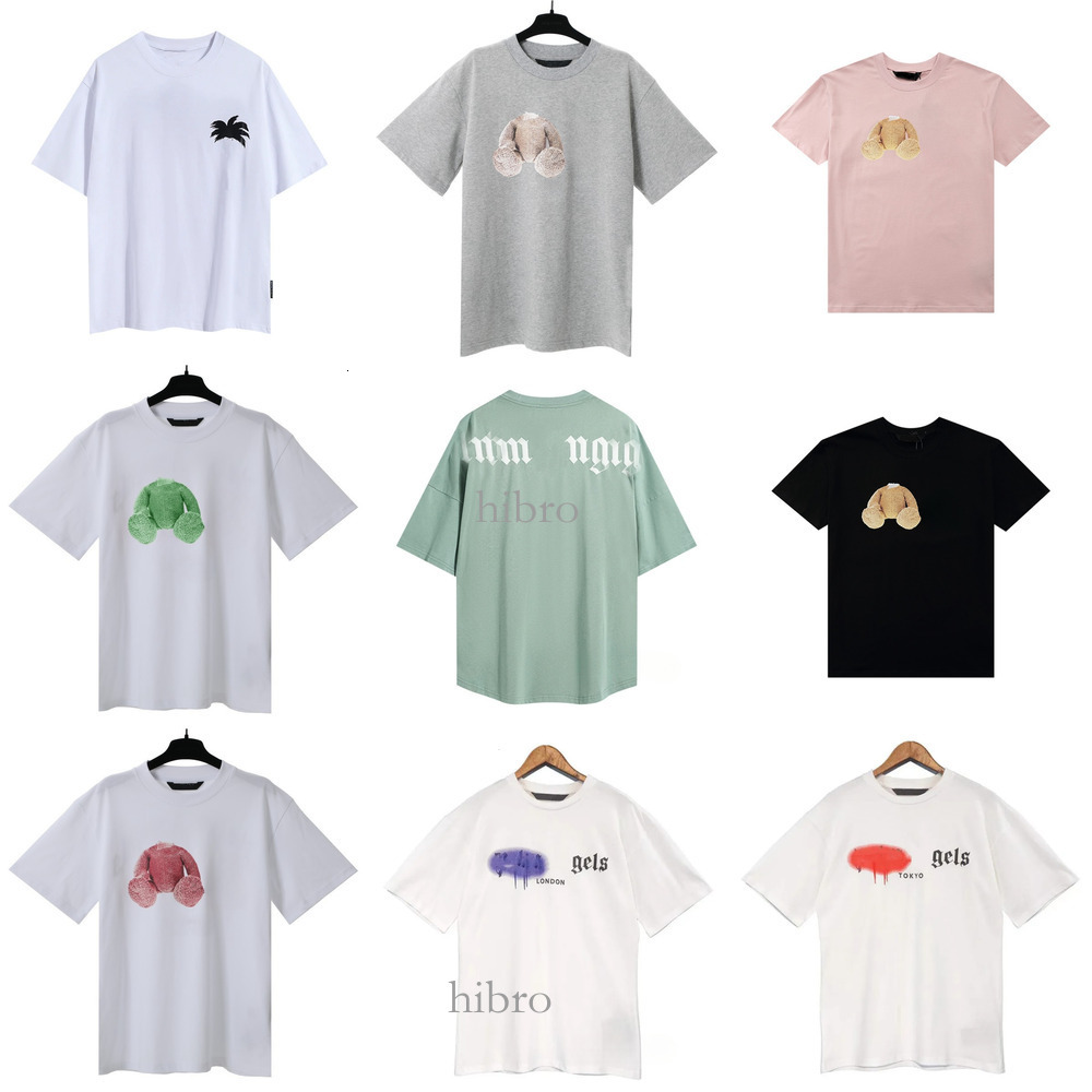 Palm Ang T Shirt Splashed Ink Graphic Tee Men Street Vintage Hip Hop Short Sleeve Casual Round Neck Graffiti Letter Print Shirt Women Black Bear Pal