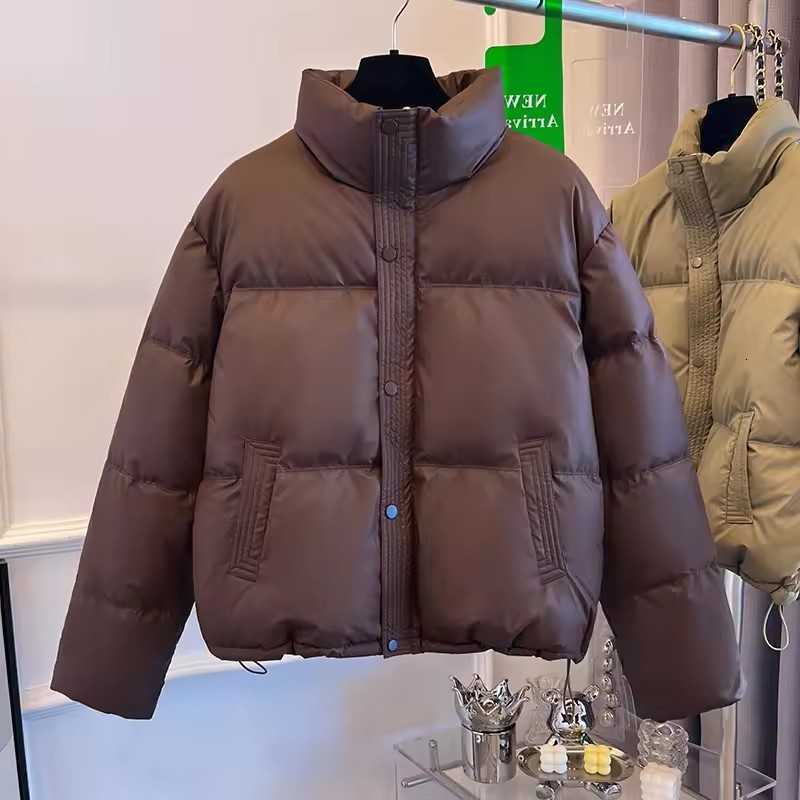 Jacket Winter Puffer Women Short 2025 New Stand Collar Parkas Female Casual Loose Warm Qulited Coat Zipper Long Sleeve Overcoat H260917