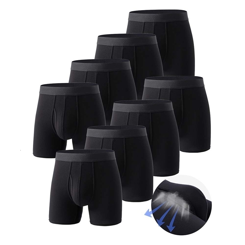 8Pcs Boxers Man Black Long Boxer Short Breathable Mens Underpants 3D Cutting U Pouch Man Clothes Plus Size Man Underwear 260916