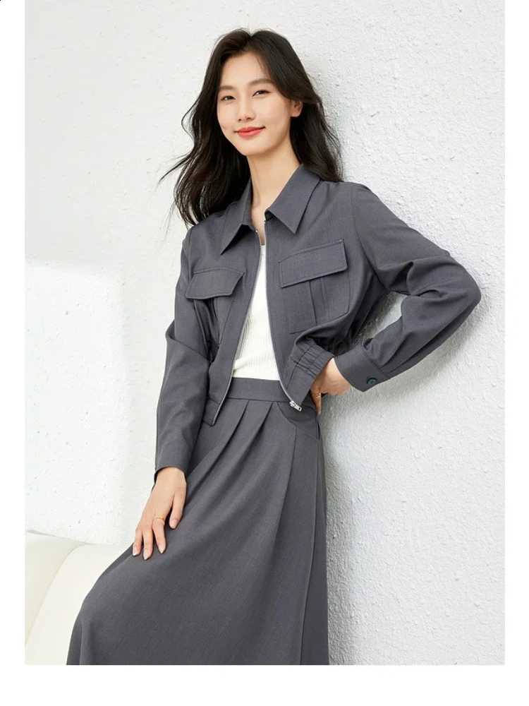 Elegant VIMLY Suits Women's Skirt Casual Zip Up Jackets Pleated Midi Skirts Women Outfits 2026 Autumn New in Matching Sets M5635W260915