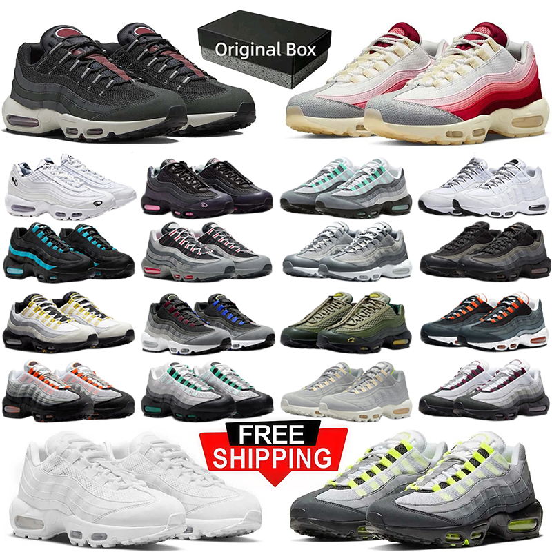 with box free shipping 95 95s running shoes men women designer sneakers outdoor durable trainers vintage sports shoe black neon Anthracite Red size