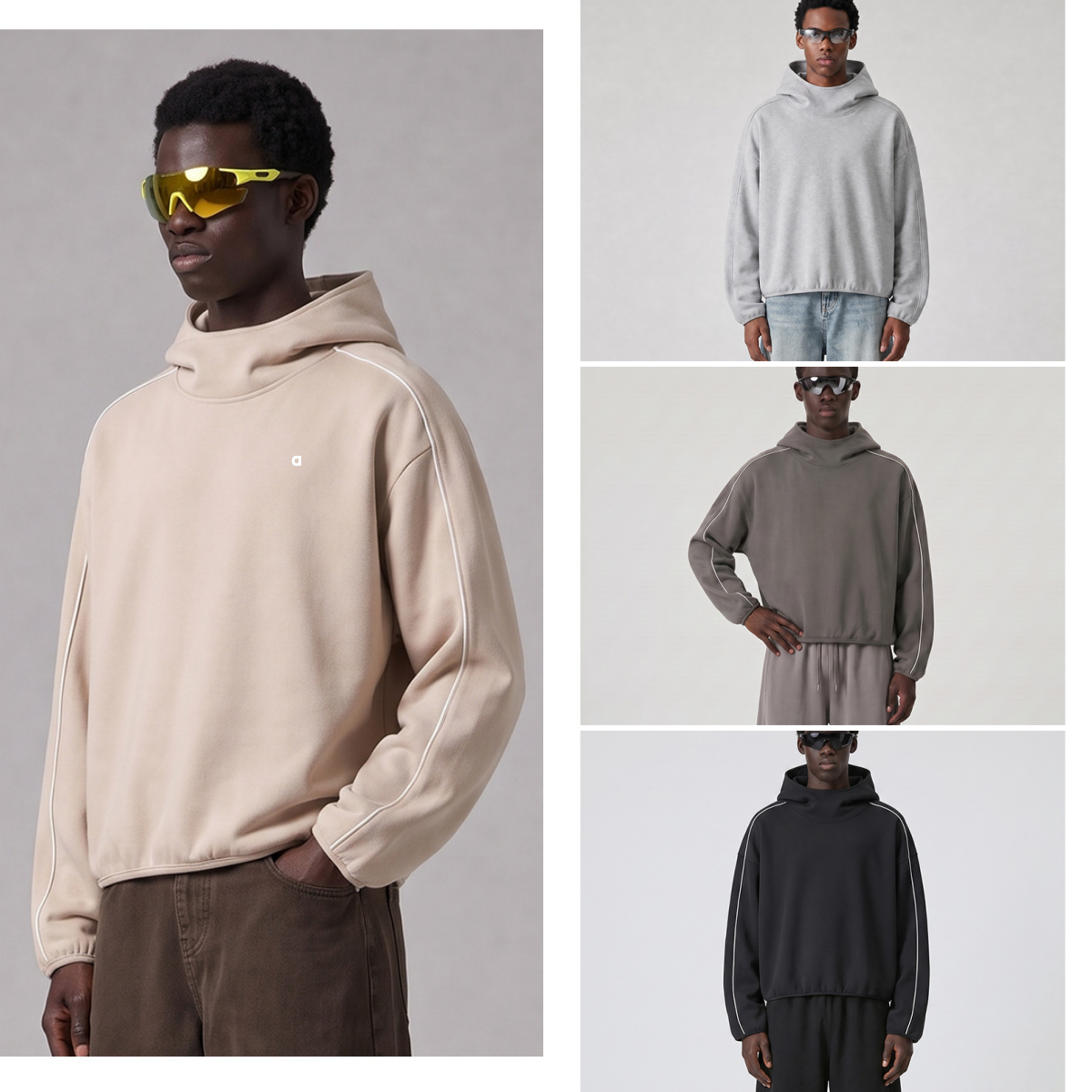 A2940 sweat à capuche doublé polaire 3D transfrontalier 350G sweat-shirt de style américain à rayures épaisses pour hommes