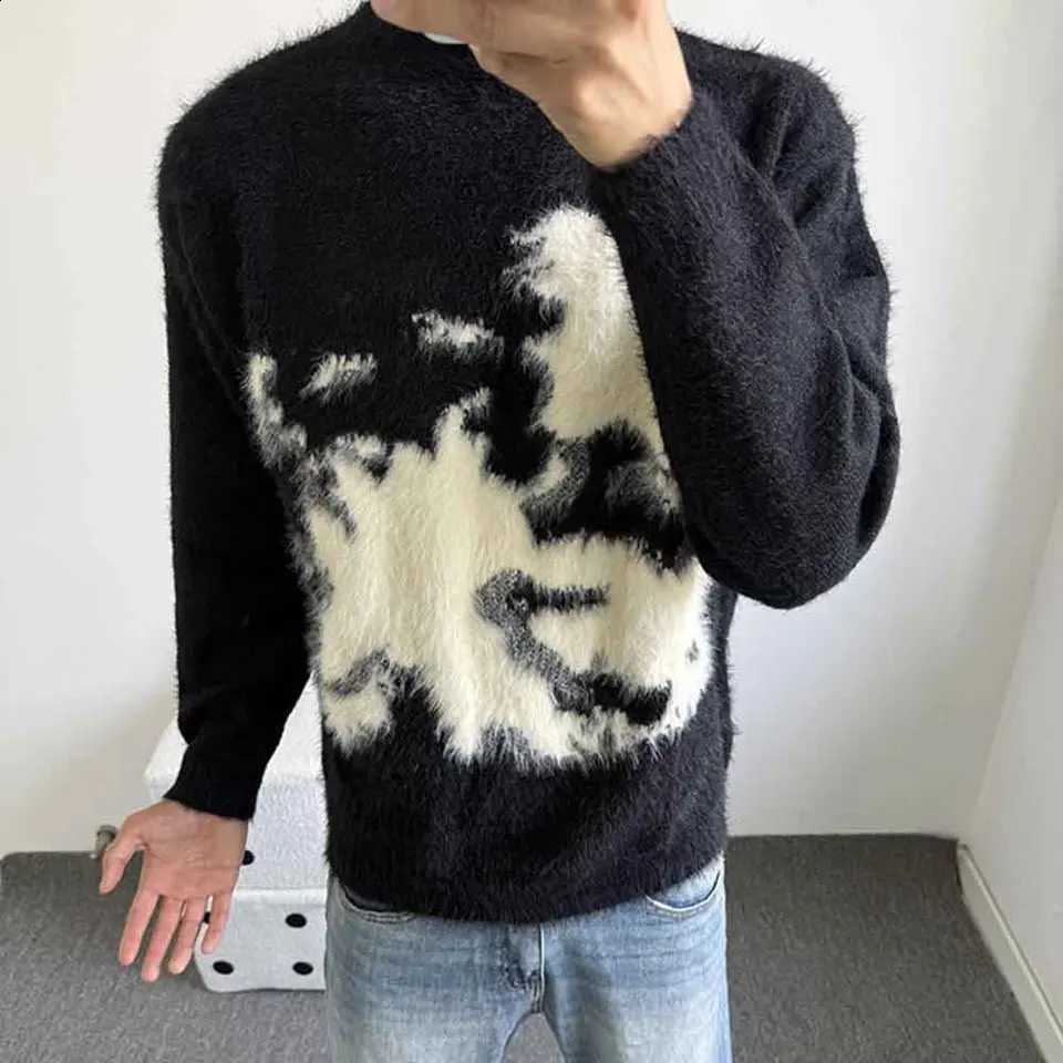 Contrast New Autumn Color Men's Long-Sleeved Sweater American Retro Fashion Trend High Street Loose Casual Niche Men's Tops J260916