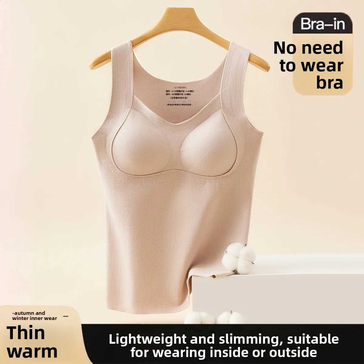 Vest Middle-aged Elder Woman's Vest Thermal Underwear Built- Chest Pads Fleece Autumn Winter Everyday Ladies' Heat-generating H260916
