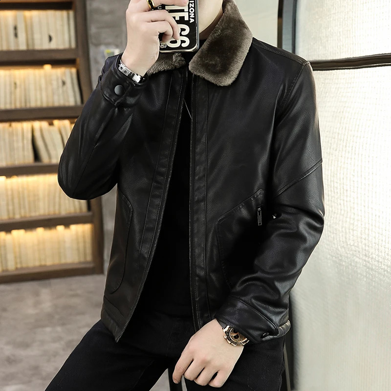 High Quality Pu Leather Male Windproof Jackets Autumn Winter Fashion Warm Overcoats 2026 Comfortable Motorcycle Clothing for Men 260917