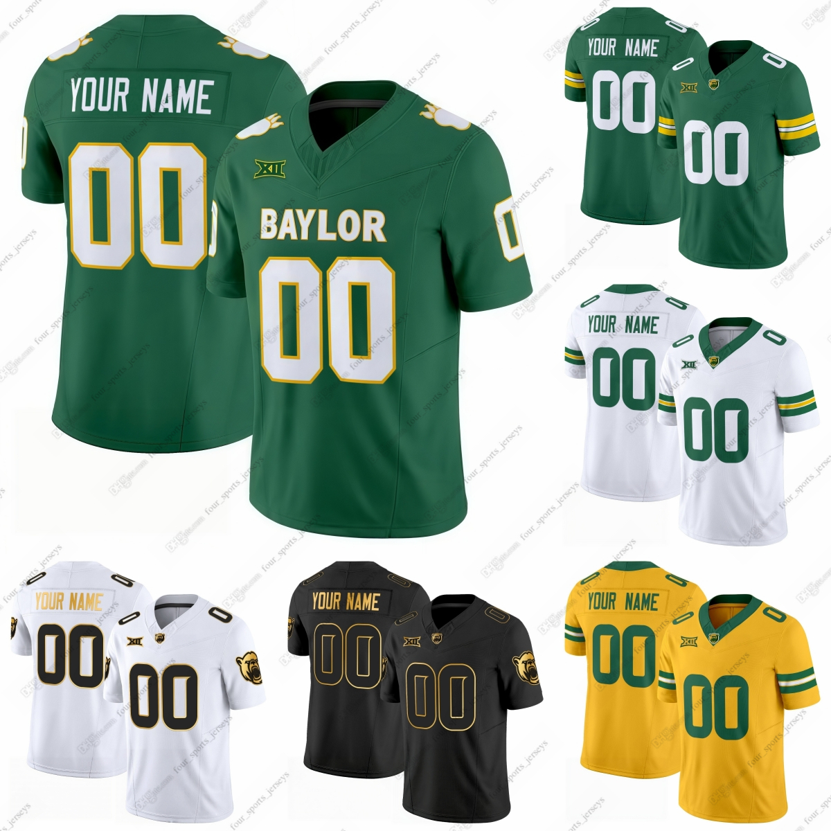 Custom 2 Dj Lagway Baylor Bears Football Jersey 4 Louis Brown IV 10 Robert Griffin lll 0 Hosea Wheeler 1 Drelon Miller 3 Jadon Porter 5 Travion Barn