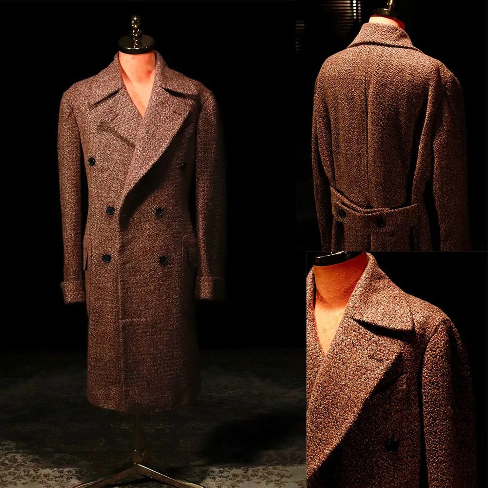 y Wool Blend Coat Men Over Jacket Herringbone Pattern Double Breasted Overcoat Plus Size Warm Formal Business Tailored Wear 260916